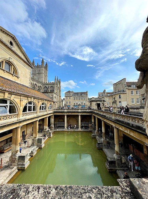 The class toured the Roman Baths in the city of Bath.